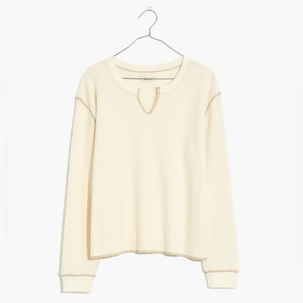 Madewell Ivory Waffle Knit Top